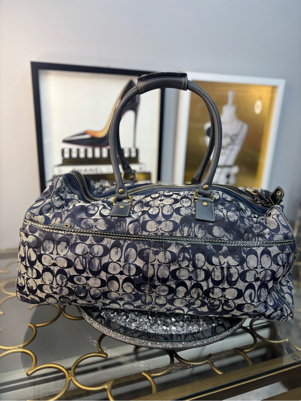 Coach RARE 2005 vintage Signature tie dye Denim Duffel/Carryall travel bag EUC - Picture 5 of 17